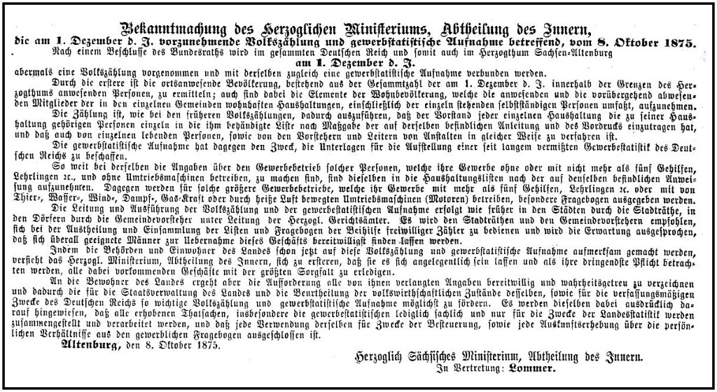 1875-10-30 Kl Volkszaehlung November 2